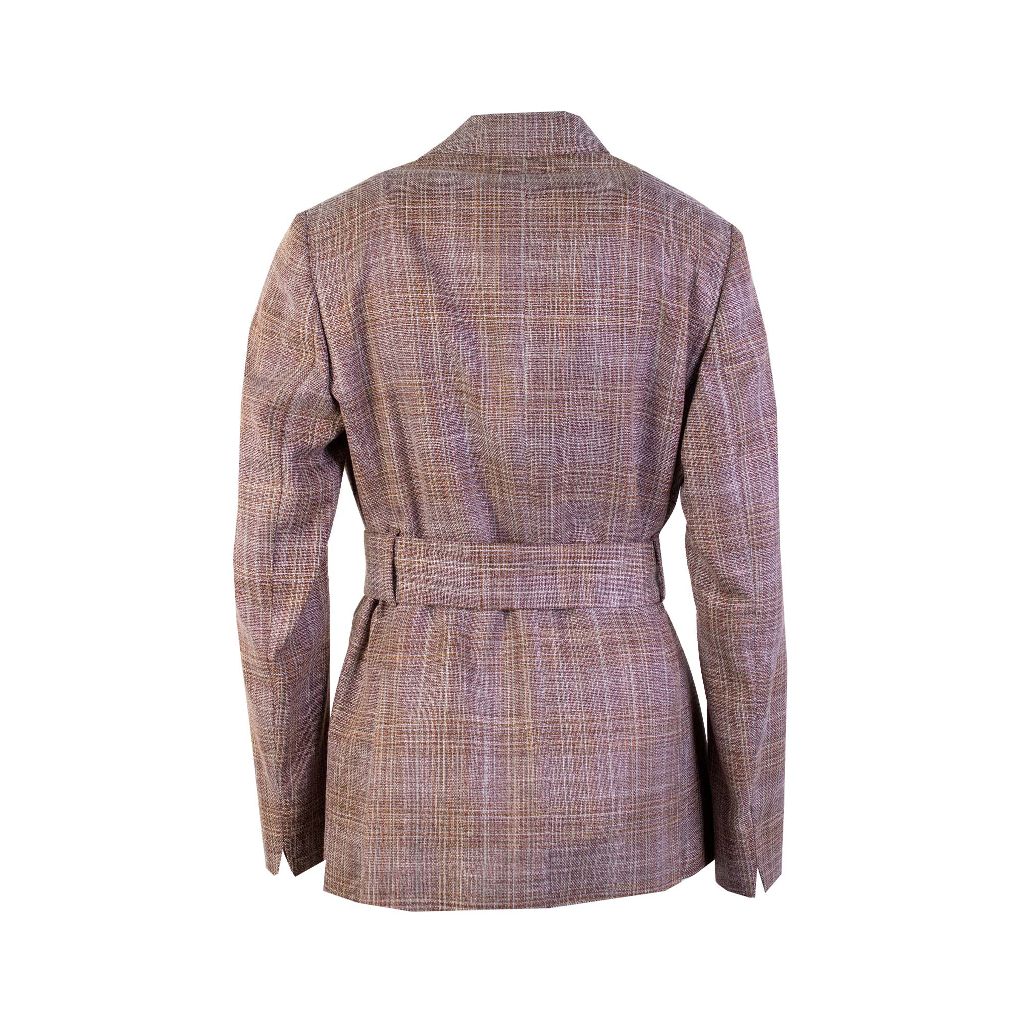 Lardini Micro Tartan Wool Silk Jacket with Belt - Fizigo