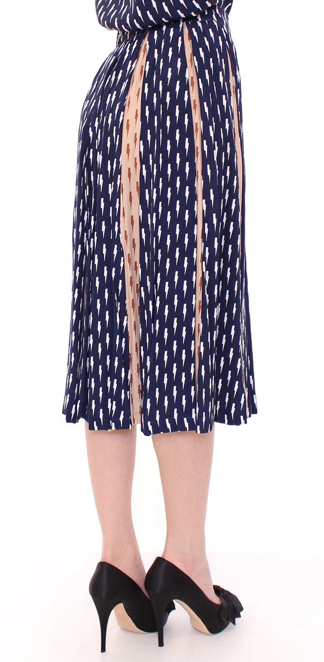 Licia Florio Blue Pink Below Knee Full Skirt - Fizigo