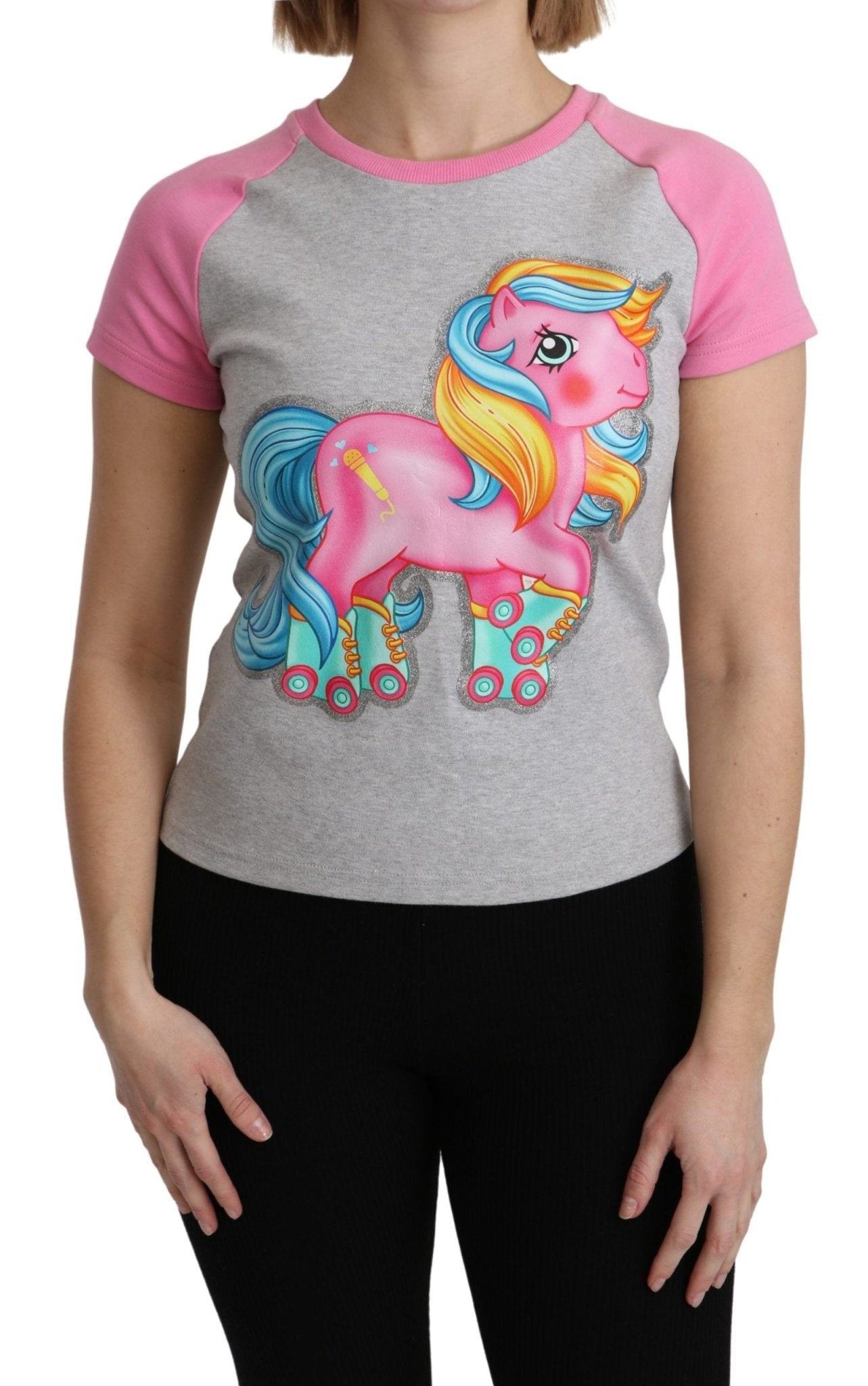 Moschino Gray and pink Cotton T-shirt My Little Pony Top - Fizigo