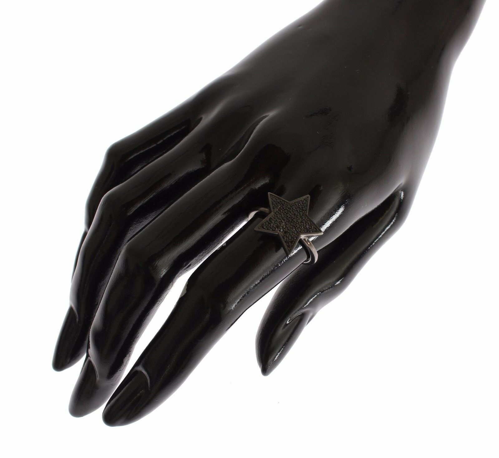 Nialaya Black CZ Star 925 Silver Womens Ring - Fizigo