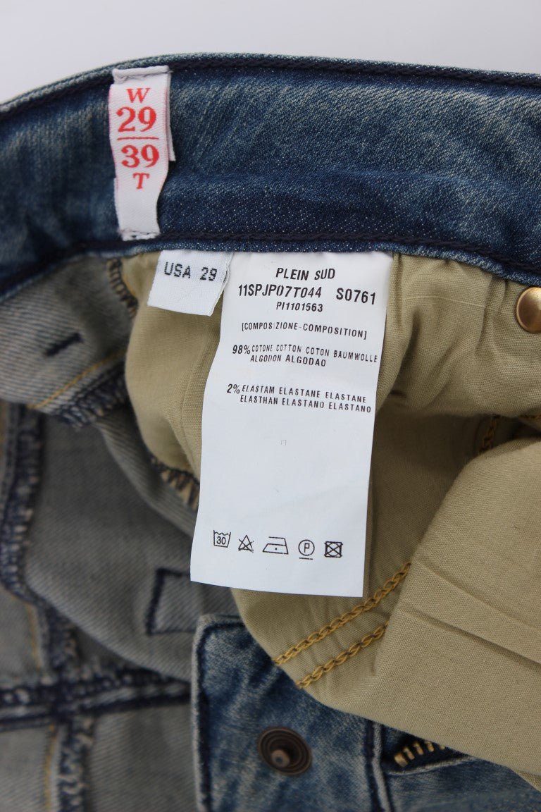 PLEIN SUD Blue Wash Cotton Stretch Skinny Slim Tight Fit Jeans - Fizigo