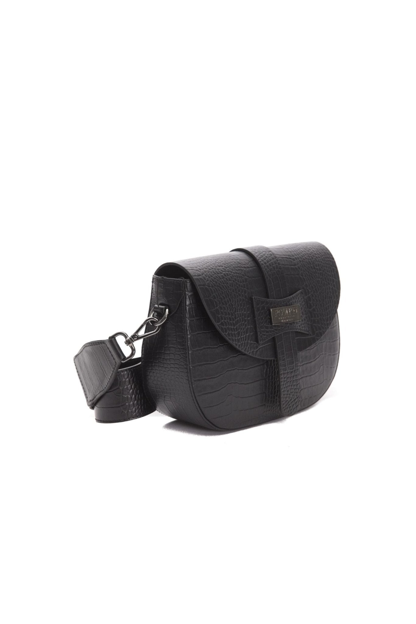 Pompei Donatella Black Leather Crossbody Bag - Fizigo