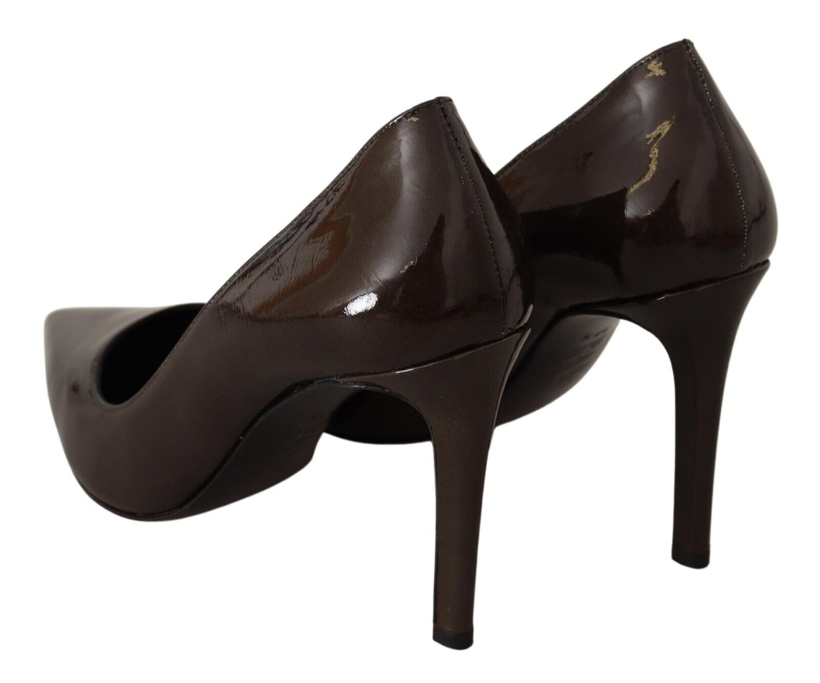 Sofia Brown Patent Leather Stiletto Heels Pumps Shoes - Fizigo