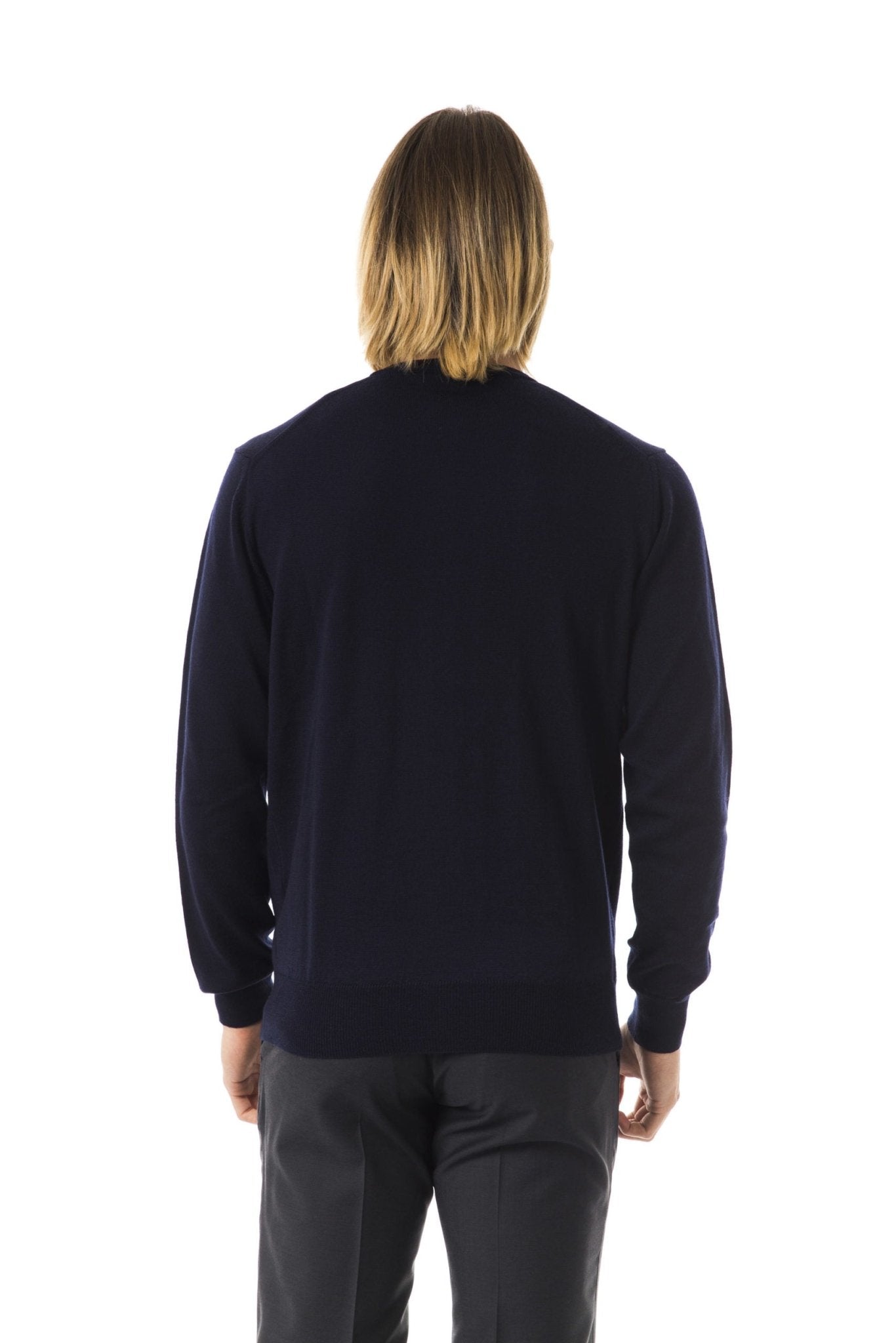 Uominitaliani Blue Merino Wool Sweater - Fizigo