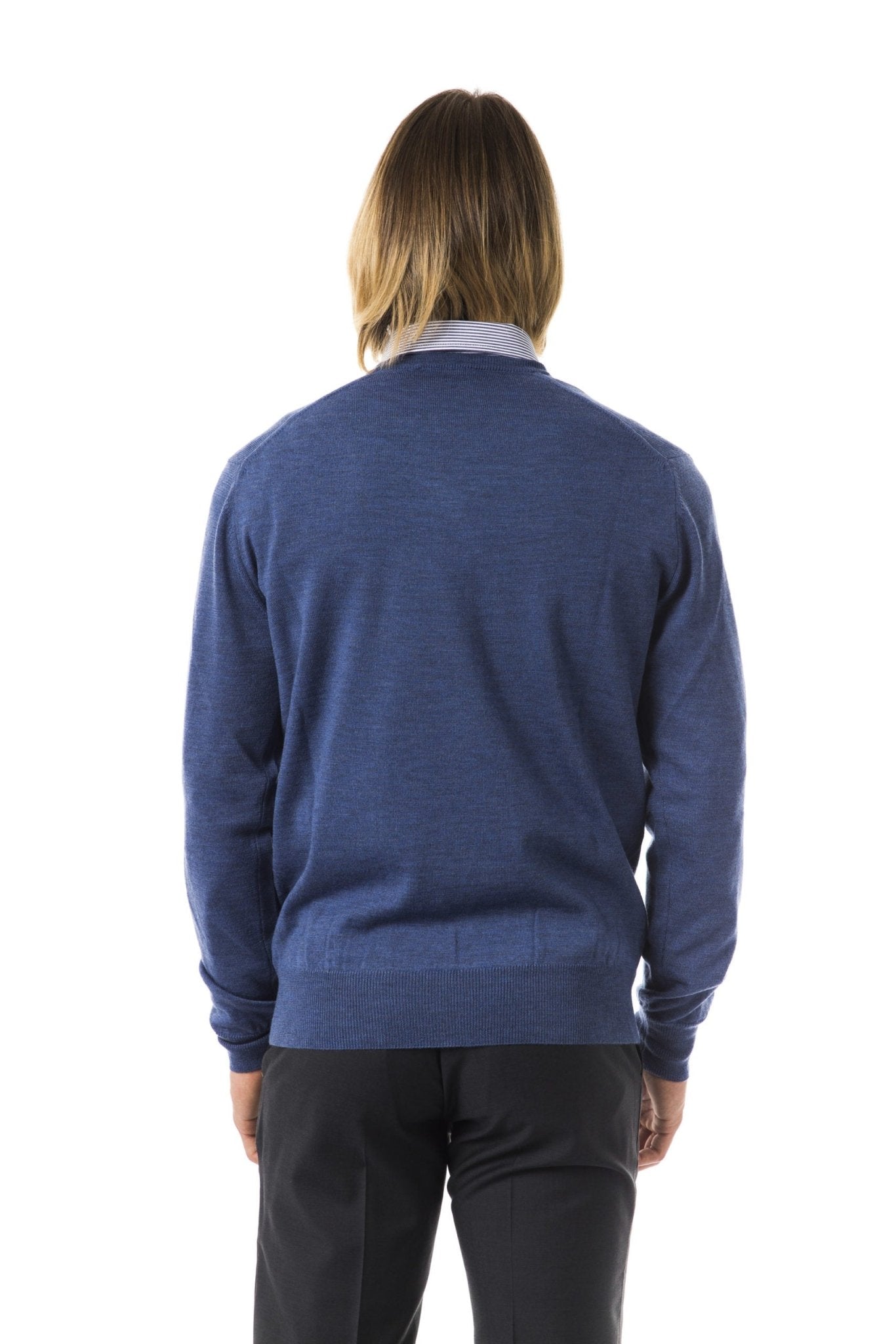 Uominitaliani Blue Merino Wool Sweater - Fizigo