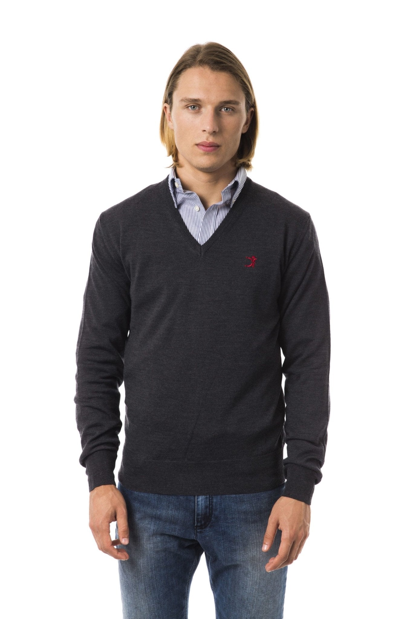 Uominitaliani Gray Merino Wool Sweater - Fizigo