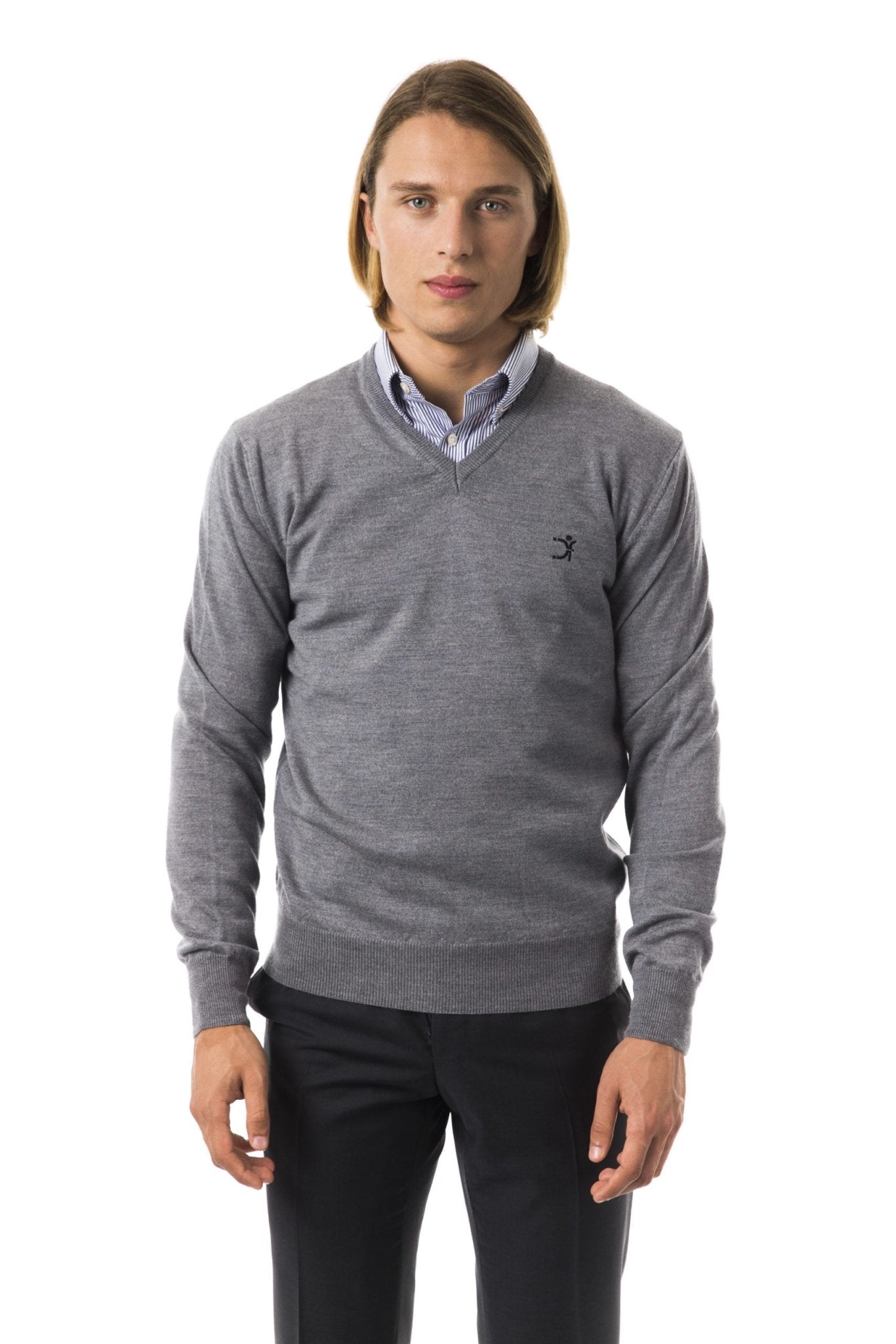 Uominitaliani Gray Merino Wool Sweater - Fizigo