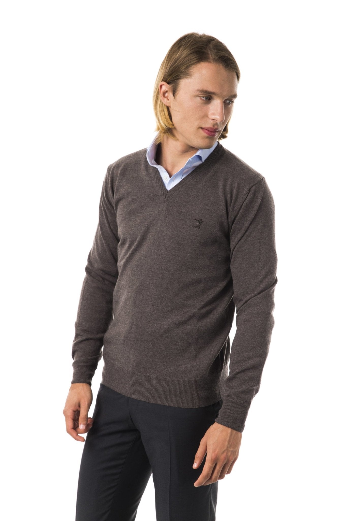 Uominitaliani Gray Merino Wool Sweater - Fizigo