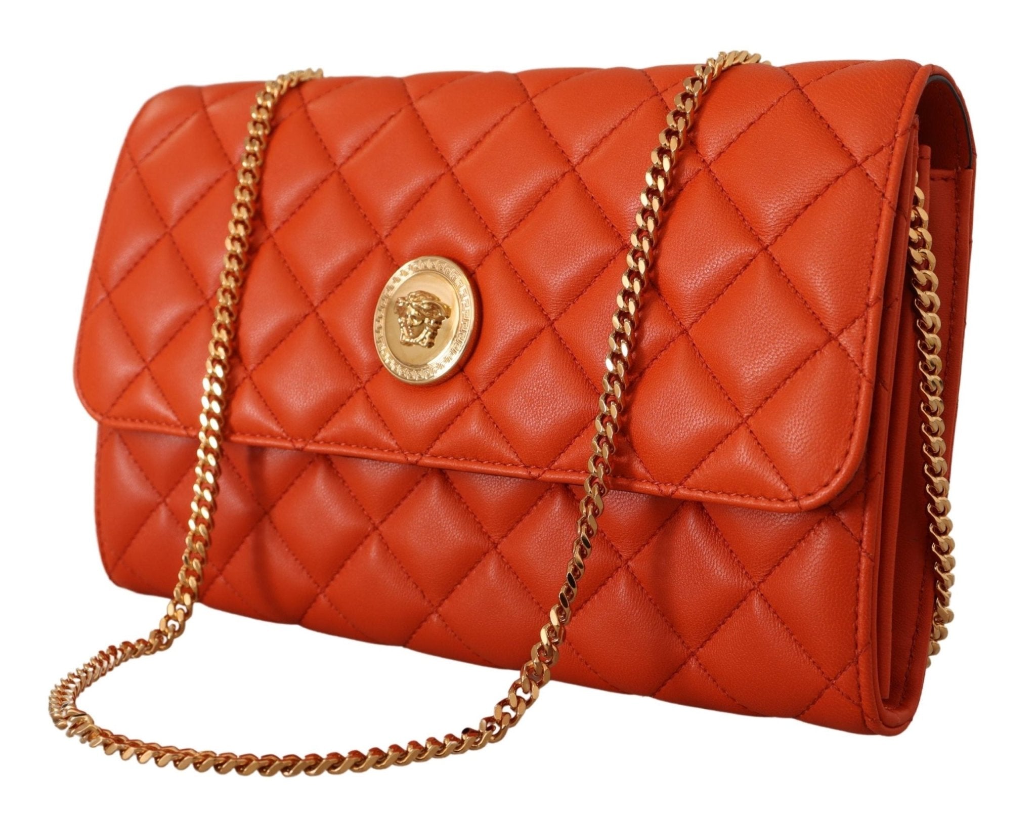 Versace Red Nappa Leather Medusa Evening Bag - Fizigo