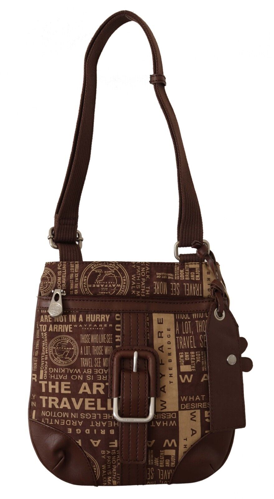 WAYFARER Brown Printed Logo Shoulder Crossbody Purse Bag - Fizigo